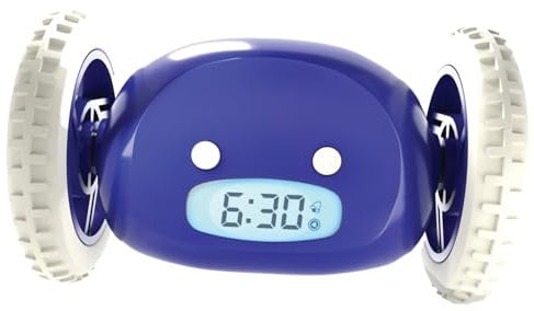 CLOCKY Reloj Despertador Potente Ruidoso Sonido Muy Fuerte para Dormilones Sordos Sueño Profundo Adultos Niños Dormitorio Despertador Digital Inteligente con Ruedas Se Mueve, Regalo Divertido (Marino)