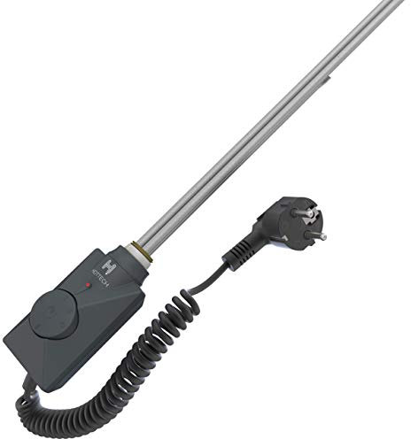 HOTTECH - Heizstab VOLCANO, Heizpatrone 900 Watt, Hergestellt in der EU, Heizstab für Badheizkörper mit Wasser und Lufttemperaturregelung, Tauchsieder für Raumheizkörpe Elektrisch - Schwarz