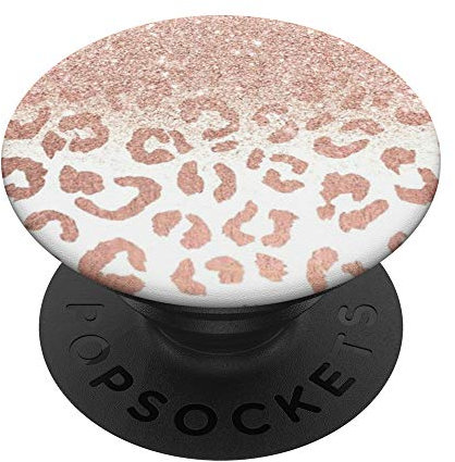 Rose-Gold Leopard Phone Grip PopSockets PopGrip: Swappable Grip for Phones & Tablets