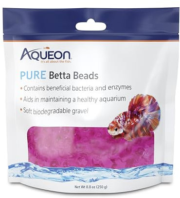 Aqueon Pure Betta Beads, Wasserpflege für ungefilterte Aquarien, hält klares Wasser und hilft beim Abbau von organischem Schlamm, Rosa