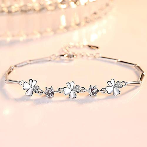 Hand Armband Armreif Armkette Damen 925 Sterling Silber Armband Modeschmuck Kristall Blumenmuster Retro Einfache Federsc