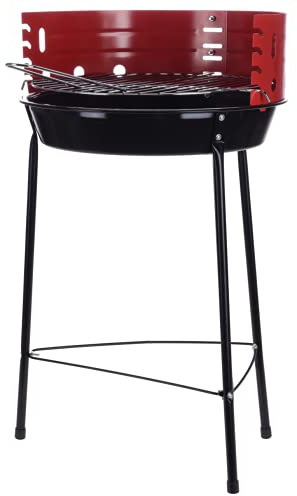holzkohlegrill 34 x 75 cm Edelstahl schwarz/rot