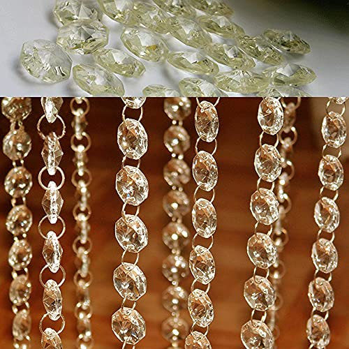 10x 1M Türvorhang Kristall Perlen Girlande Acryl Perlenband Fadenvorhang Perlenvorhang Hängende Partei Dekor Ornament Anhänger für DIY Hochzeit Dekor Vorhang Lampe Garten Party Weihnachten,Champagner