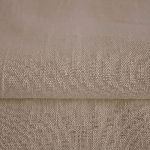 Hans-Textil-Shop Stoff Meterware Uni Beige 100% Leinen - 1 Meter, Leinenstoff, Kleider, Hose, Rock, Bluse, Hemd, Vorhänge, Kissen, Tischdecken