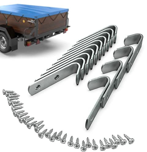 Tarpofix® Planenhaken Netzhaken inkl. Schrauben für Anhänger Plane (20 Stk.) - langlebige Abspannhaken aus verzinktem Stahl - Befestigungshaken für PKW Anhänger Bordwand I Netz- & Planenbefestigung
