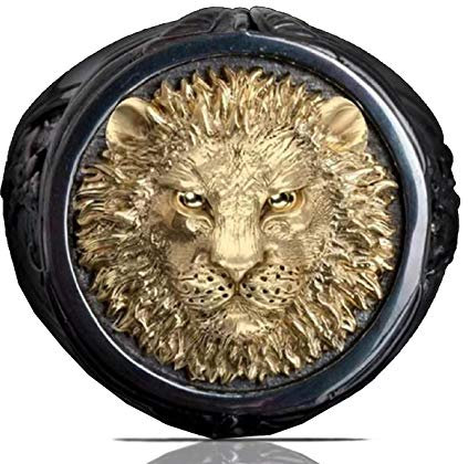 Anello testa di leone per gli uomini, anello di leone vichingo norreno Anelli a fascia intagliati vintage incisi, anello totem leone, anello con sigillo di leone punk hip hop, anello amuleto (20)