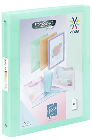 Viquel - Classeur souple A4 MAXI personnalisable - 4 anneaux - Dos 4cm - Pour documents A4 - Vert translucide