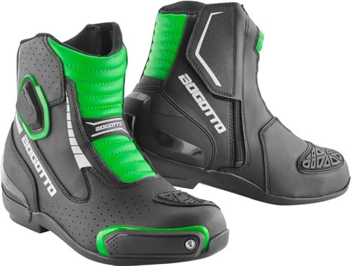 Bogotto Cartagena Stivali da moto traforati, nero/verde, 38