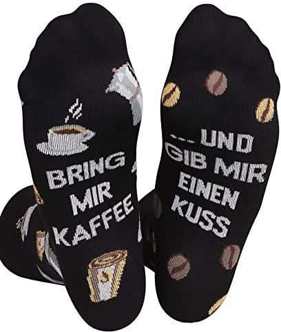 TODO Lustige Socken Herren und Damen, Coole Socken mit Motiv - Mehrfarbige, Bunte, Verrückte (39-42, Kaffee und Kuss)
