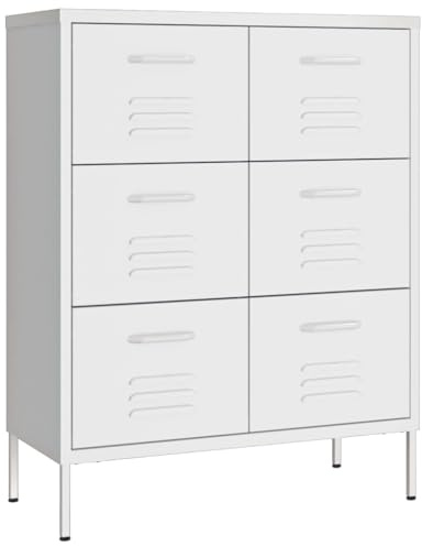 vidaXL Schubladenschrank Weiß 80x35x101,5 cm Stahl