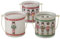 MamboCat 3tlg Set Windlicht Andrew I rund I Ø 9,5cm, H 10cm I Nussknacker-Dekor mit rotem & grünem Rand I Teelichthalter aus Glas I Tisch-Deko, Teelichtgläser I Kerzenhalter für Wohnzimmer, Küche & Co