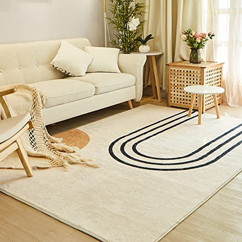 Badezimmerteppich Schwarz Cremeweiß Badematte Flauschig Mikrofaser Badvorleger rutschfest Duschvorleger Schnelltrocknend Badteppich Waschbar Duschvorleger Badematten Badmatte 40x60cm