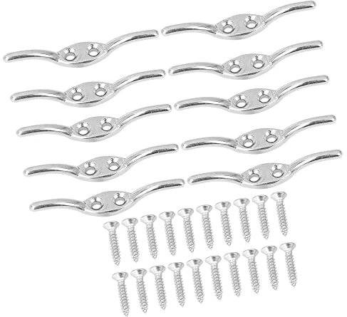 A ABSOPRO Boat Flagpole Cleat Hook 316 Stainless Steel Silver Tone (Set of 10)