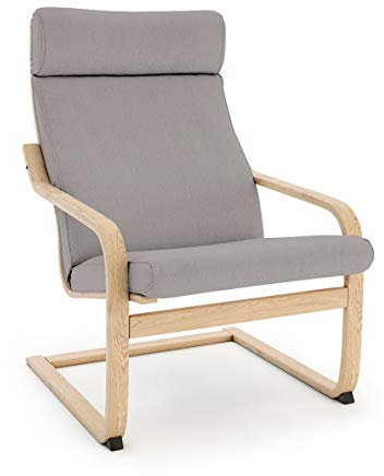Vinylla Ersatzbezug für Ikea Poang Stuhl (Kissen-Design 3, Baumwolle, Grau)