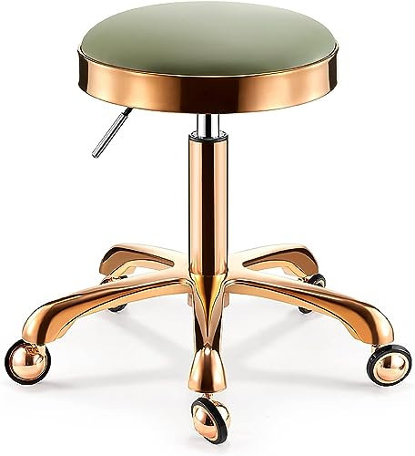 PU Leder Drehhocker Arbeitshocker Bürohocker Rollhocker Friseurhocker Höhenverstellbar 15.7-21.7in Salon Hocker mit 5 Rollen 360° Frei Drehbar Kosmetikhocker 330lbs Belastbarkeit,Grün
