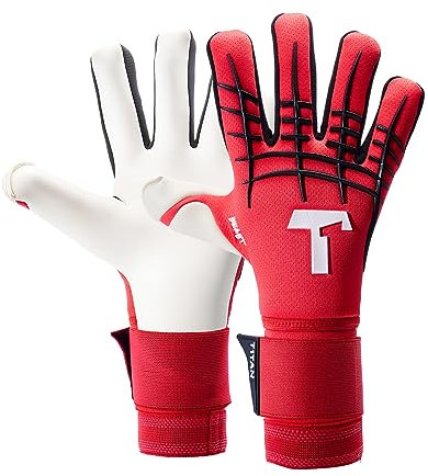 T1TAN Red Beast 3.0 - Torwarthandschuhe mit Fingerschutz - Fußballhandschuhe für Jugendliche & Erwachsene, Unisex - Negative Cut und 4mm Gecko Grip - Gr. 7
