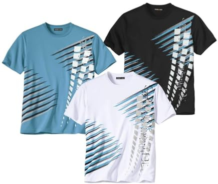 ATLAS FOR MEN - 3er-Pack Herren T-Shirts - Rundhalsausschnitt - Kurze Ärmel - Verfügbar in großen Größen von M bis 5XL