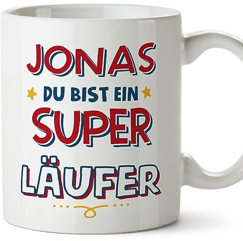 Mugffins Tassen Personalisierten für LÄUFER Mann - Auf Deutsch - Du Bist Super - 11 oz / 330 ml - Individuell Anpassbar Geschenk Mitarbeiter