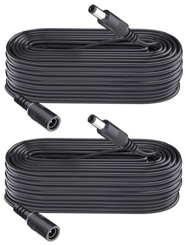 Security-01 2-Pack 8m Extension Cable, Plug 5.5mm x 2.1mm, DC 5V 6V 9V 12V 24V Power Adapter Extension Cord, for CCTV Camera, IR illuminator, Printer, LED Strip, Black