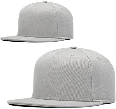 Risegun Baseball Kappe, 2Pcs Graue Personalisierte Vater Sohn Mütze Verstellbare Flache Krempe mit 4 Stück Selbstklebenden Hutaufklebern Lasergravierter Goldener und Silberner Schriftzug