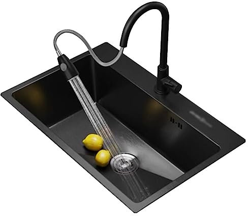 LIPJIA Kitchen Sink,Single Bowl Two Hole Stainless Steel Single Bowl Durable and Practical Bar Dishwashing Thickened Panel