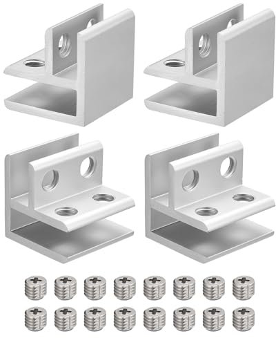 QUARKZMAN 90 Grad Glas-Klemme, 4 Stück für 6-10mm Aluminiumlegierung Glasregalstütze Doppelseitiger Glas-Halter für Schrank