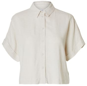 SELECTED FEMME Damen Slfviva Ss Cropped Shirt Noos Kurzarmbluse (1er Pack)