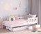 CADANI Finn Kinderbett 90x200 cm-Jugendbett weiß, 29 kg schwer, bis 150 kg belastbar, extra starker Roll-Lattenrost, halboffen, mit 2 Schubladen