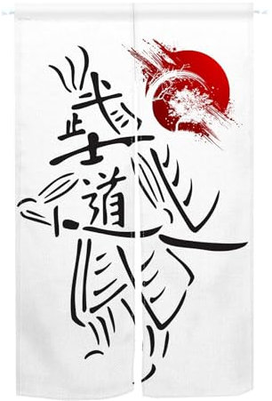 XMJJKUF Traditioneller japanischer Türvorhang, Noren, japanischer Türvorhang, Tapisserie, Fensterbehandlung, Baumwollleinen, für Wandbehang, Heimdekoration, Raumtrennung, 71,9 x 120,9 cm, Buschido