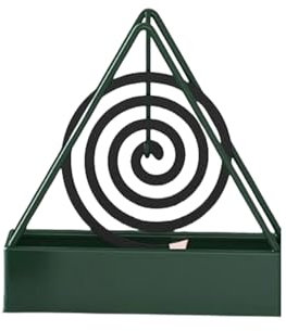Mosquito Coil Holder Repellent Rack for Home Garden Use,Metal Triangular Hanging Bracket Outdoor Ash Catcher Stick 2 Pack Deck Patio Pool Side Camping,Hiking and Fishin (2 PCS Green,12.8x4.5x14.8cm)