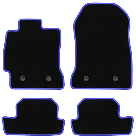 Velours-Fußmatten passend für Subaru BRZ 2011-, Schwarz-Blau, CARLUX | passend für Coupé; Velours-Teppich (Polypropylen), ca. 6,5 mm; rutschfest, vormontierte Befestigungen (Typ TL)