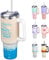 THILY 40 oz Vacuum Insulated Tumbler with Handle - Stainless Steel Coffee Travel Mug with Lid and Straws, Cupholder Friendly, Splash-Proof, Keep Drinks Cold for 34 Hours or Hot for 12 Hours, Beach