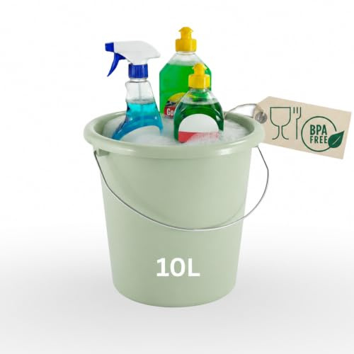 Novaliv Eimer 10L Grün mit Maßeinteilung Putzeimer 10 Liter 28,5 cm Praktischer Allrounder mit Skala für Haushalt Garten ideal als Haushaltseimer, Wassereimer, Wischeimer, Bucket