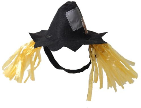 HIXNUG Chapeau d'épouvantail d'Halloween Chapeau de sorcière Halloween Costume d'épouvantail Chapeau de paille pour Halloween Pet Party