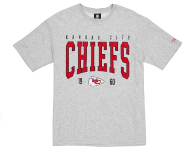 KANSAS CITY CHIEFS New Era Cap NFL Oversized T-Shirt Satin Applique Patch Logo Heather Gray Unisex