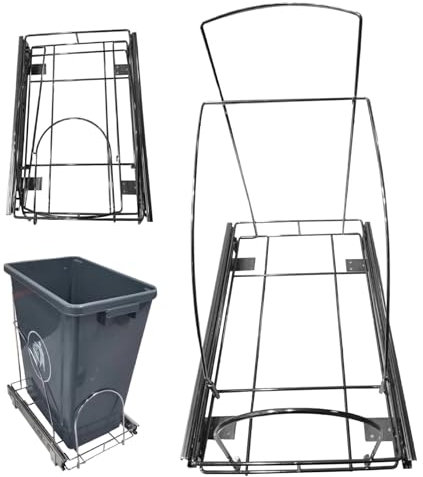 Jorzer Poubelle coulissante pour armoire de cuisine, poubelle extensible réglable sous armoire, 41,5 x 40,8 x 27,9 cm, étagère coulissante en métal avec poignée, poubelle non incluse