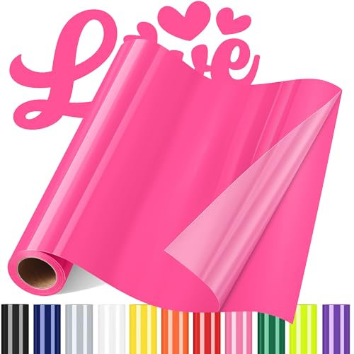 Sgooyir Plotterfolie Textil Neonrosa, Flexfolie Plotter Textil, Textilien Transferfolie Plotter für T-Shirt, Hemd, DIY-Kleidung andere Stoffe, Halloween, Weihnachten 30.5 x 183cm