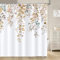 Bonhause Tenda Doccia Foglia di Eucalipto Marrone Autunno Acquerello Pianta Foglie Floreale Tende per Doccia in Poliestere Impermeabile Antimuffa Lavabile Tende Bagno 180 x 180 cm con 12 Ganci