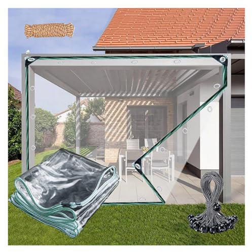 VXHCS Transparent Waterproof Tarpaulin Outdoor Transparent Tarpaulin Curtains 430g/㎡ PVC Rectangular Tarpaulin Insulated Door Curtain Garage Curtains(3.6x2.5m)