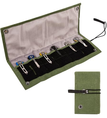 Baizoy Pocket Knife Display Bag,6 Slots with Pocket Knives, Folding Small Knife Storage Pouch, Knife Roll Bag Organizer, Knives Roll Collection Protector Bag, Tactical Outdoor for EDC Mini Knife Bags