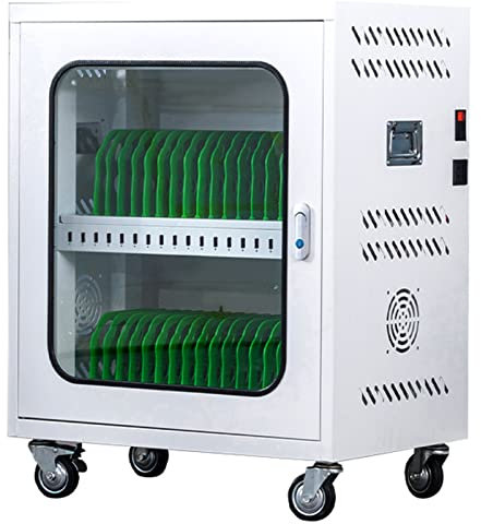 30 Bay Mobile Charging Cart for Chromebook Laptop Kindle Classroom Storage Cart with Standard Laptop Storage (White 30 slots)