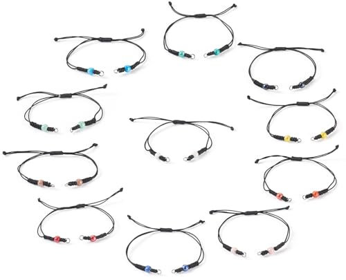 Sparkeads Lot de 11 cordons tressés réglables en fil ciré noir avec perles en porcelaine pour la fabrication de bijoux pour femme, accessoire tendance