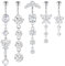 CharmBurst 5 Stück Hängendes Bauchnabelpiercing, Chirurgenstahl Bauchnabelpiercing Silber, Belly Button Ring mit Zirkonia, Wasserfestes Lang Belly Piercing Set