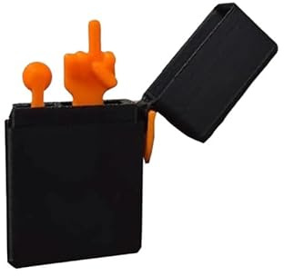 Lustiges Mittelfinger-Feuerzeug, 3D gedrucktes Fick-Mittelfinger-Feuerzeug, Überraschungs-Pop-Up-Mittelfinger in Einer Box, schrullige Scherzartikel für Männer (Schwarz)