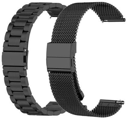 2 Stück Metall Armbänder Kompatibel mit Coros Pace 2 Armband für Damen Herren, Metall Solide + Mesh Edelstahl Armband Ersatz Uhrenarmband für Coros Pace 2