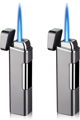 Jetflame Sturmfeuerzeug Metall - Winddichtes Feuerzeug Ohne Butan Gas, Gasfeuerzeug Nachfüllbar & Elektronisch, Starke Flamme für Outdoor/Kerzen/Grill/Geschenk