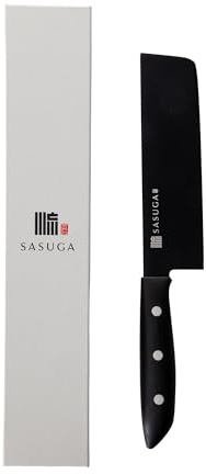SASUGA Lightweight Japanese Chef’s Knife, Nakiri Vegetable Knife, Made in Japan, Molybdenum-Vanadium Stainless Steel, Razor-Sharp, Rust-Resistant Blade for Meat, Fish & Veggies - Nakiri 165mm