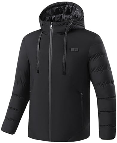 Zanisouta Beheizbare Jacke Herren Outdoor Heizjacke Warme Pufferjacke mit Kapuze Beheizte Weste Jagd Motorrad Winterjacke Heizzonen Wanderjacke Winter Reißverschluss Angeln Kapuzenjacke