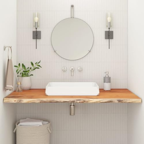 Teenpull Tapa de lavabo 110 x 60 x 3,8 cm rectangular de madera maciza de acacia, encimera robusta para baño, oficina, escritorio
