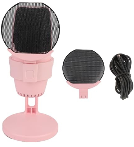 Gedourain USB Condenser Microphone RGB Gaming Studio Recording Mic for 7 8 10 11, Live Streaming, Plastic (Pink)